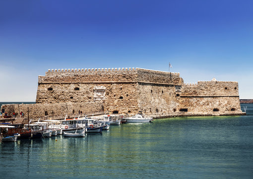 View of the Medieval sea fortress of Heraklion. Crete, Greece.