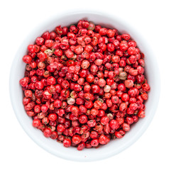 Pink Peppercorns isolated on white background