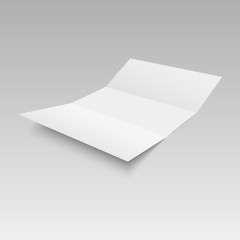 Blank three folded fold paper leaflet, flyer, broadsheet. Vector illustration