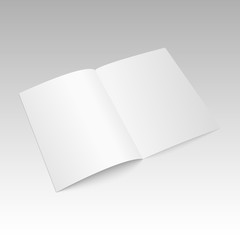 Blank opened magazine 3D illustration mockup. Vector illustration