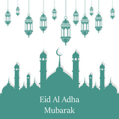 Islamic Festival of Sacrifice, Eid Al Adha Mubarak Greeting Card. Vector background