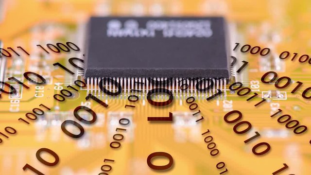 &Uuml;bertragung von digitalen Daten in den Prozessor auf einer Computerplatine