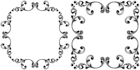 Set of vintage border frame engraving with retro ornament pattern in antique baroque style decorative design. Vector