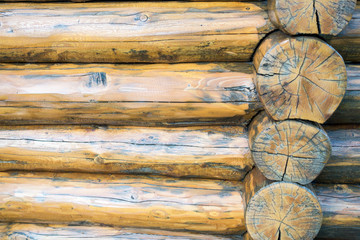 Wooden wall from logs