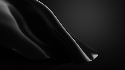 Fototapeta premium Black drapery background. 3d illustration, 3d rendering.