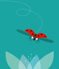 The ladybug flies