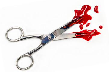 scissors with blood on a white background © Photo&Graphic Stock