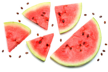 Sliced ripe watermelon isolated on white background