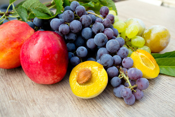 peaches, grapes and plums