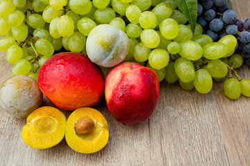 peaches, grapes and plums