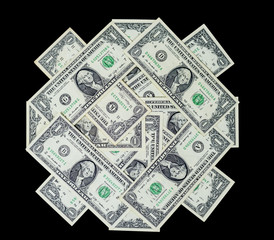 Isolated background of dollars banknotes  