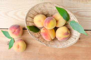 Peaches in a wicker basket