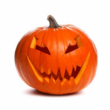 Spooky Halloween Jack o Lantern isolated on a white background