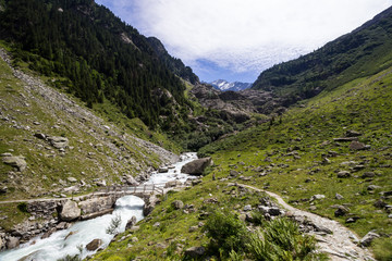 Gadmertal valley near Gadmen and Susten glacier and Trift glacier in Switzerland