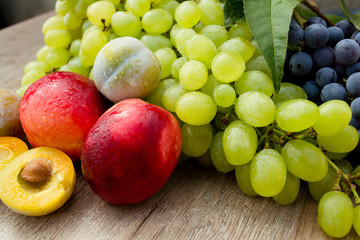 peaches, grapes and plums