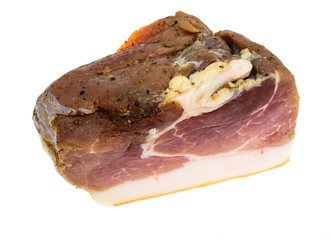 Piece of salted ham with spices