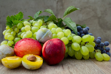 peaches, grapes and plums
