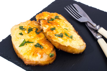 Grilled sandwiches with egg and cheese for breakfast