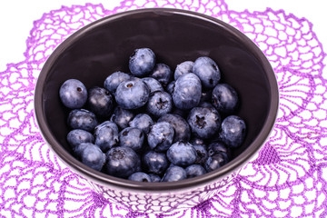 Blueberries in black bowl