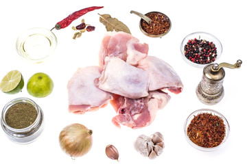 Pieces of raw chicken for cooking