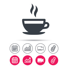 Coffee cup icon. Hot tea drink sign.