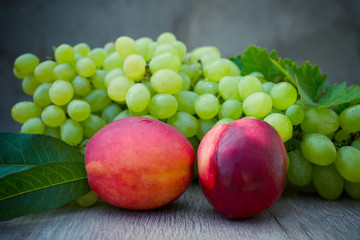 peaches and grapes