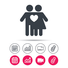 Couple love icon. Traditional young family sign.