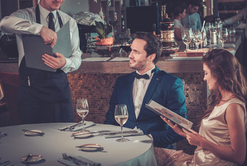 Beautiful couple in a restaurant