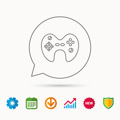 Joystick icon. Video game sign.
