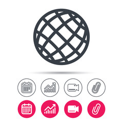 Globe icon. World or internet sign.