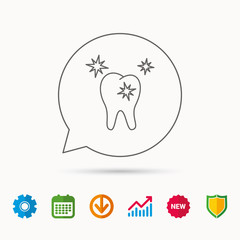 Healthy tooth icon. Dental protection sign.