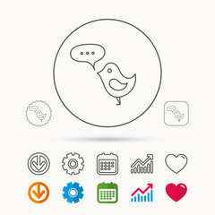 Bird with speech bubble icon. Short messages.