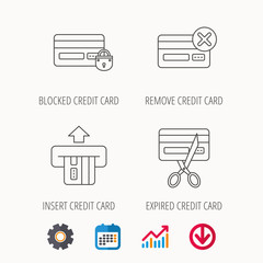 Bank credit card icons. Banking signs.