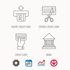 Bank credit card icons. Banking signs.