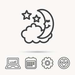 Night or sleep icon. Moon and stars sign.