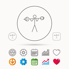 Weightlifting icon. Heavy fitness sign.