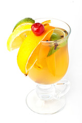 lemon coctail with spices on white background