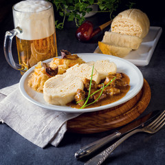 Original Czech dumpling with goulash