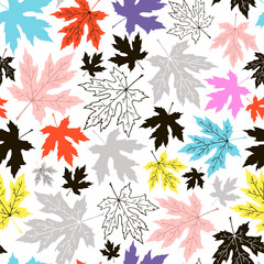 Seamless pattern with maple leaves