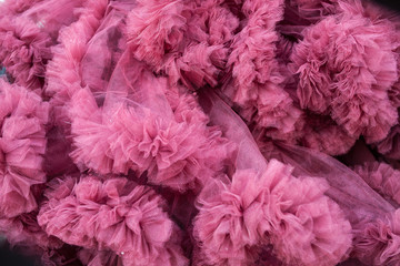 closeup of a pink tulle background