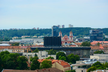 Fototapeta premium The cityscape of the old town of Vilnius, Lithuania. Medieval architecture, Gothic style buildings