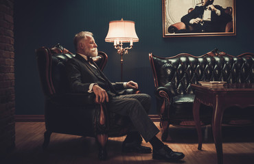 Well-dressed senior man in luxury interior