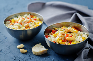 Cabbage cashew Bell pepper corn fried rice