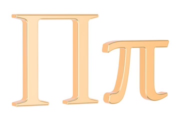 Golden Greek letter pi, 3D rendering