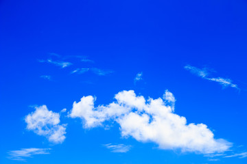 Bright blue sky with white clouds