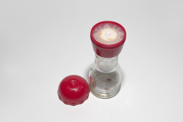 empty glass pepper mill, manual, adjustable, open