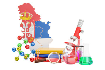 Scientific research in Serbia concept, 3D rendering