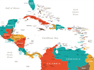 Central America Map - Vector Illustration