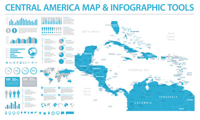 Central America Map - Info Graphic Vector Illustration