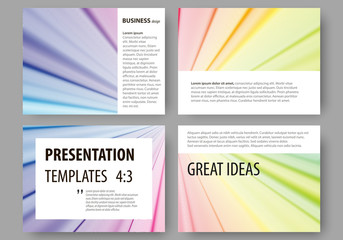 Set of business templates for presentation slides. Easy editable layouts, vector illustration. Colorful background with abstract waves, lines. Bright color curves. Motion design.